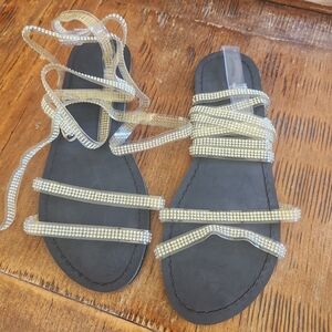 Black and Silver Sandals with Classic Design